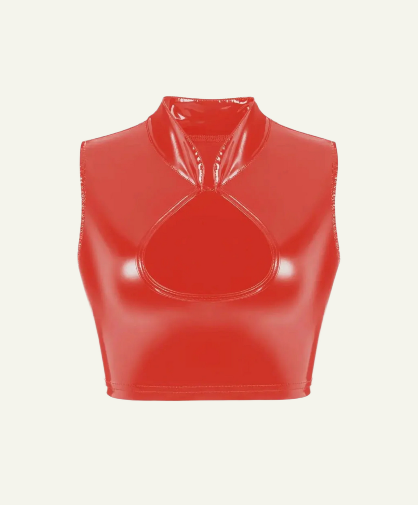 Stand Collar Hollow Out Latex Vest