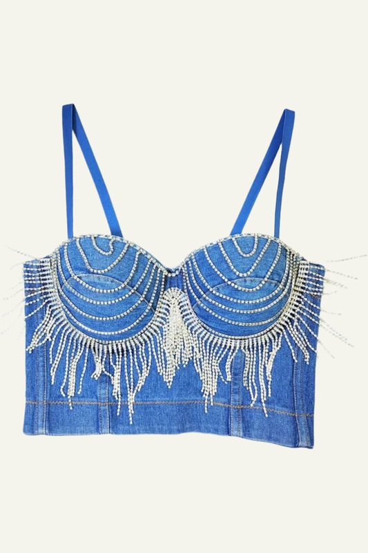 Denim Glitter Sun Top