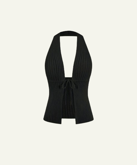 Backless Knitted Halter Top