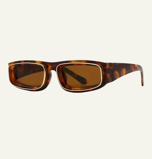 Rectangular Leopard Retro Sunglasses