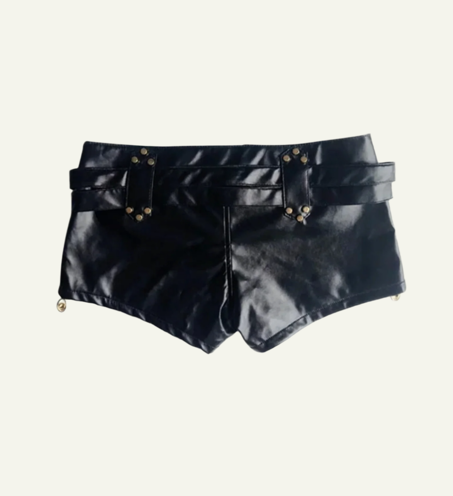 Leather Side Zipper Splicing Hot Pants