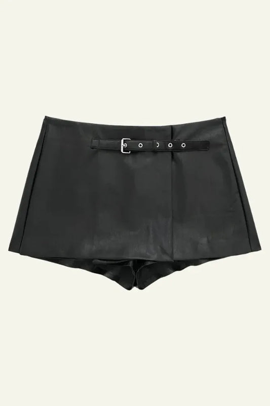 Leather Shorts with Skirt Optic