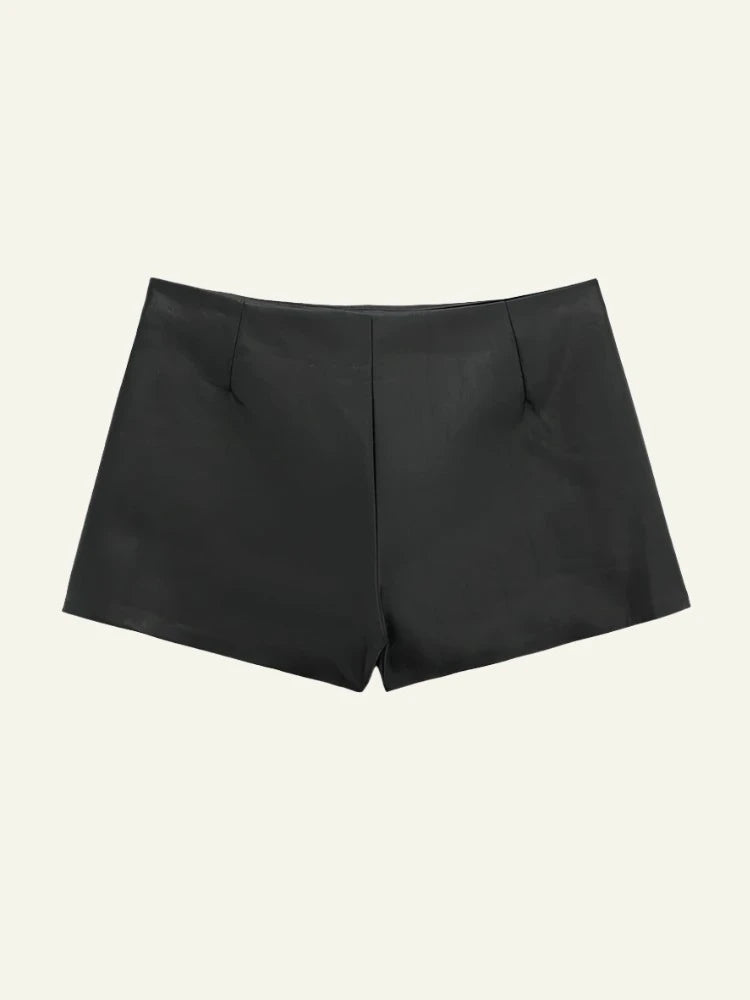 Leather Shorts with Skirt Optic