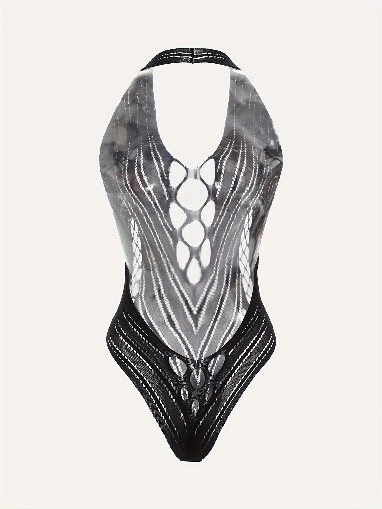 Mesh Jacquard Neck Holder Bodysuit