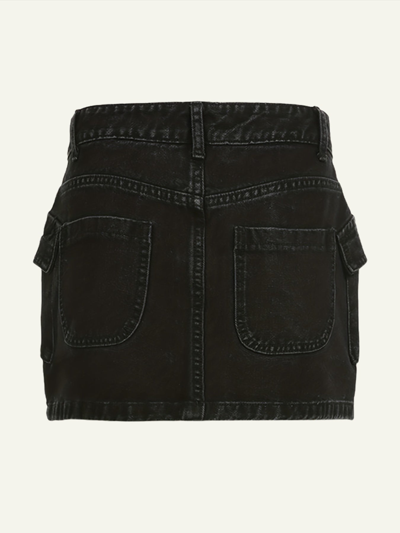 Black Silvery Denim Mini Skirt