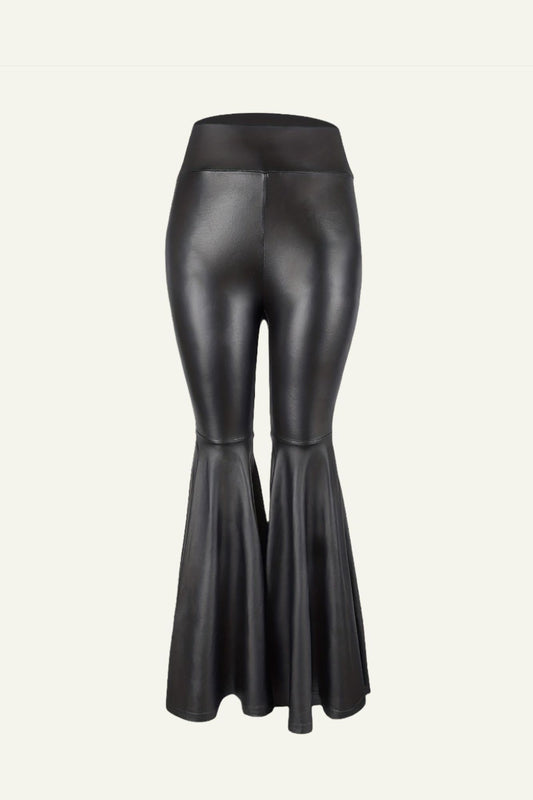 Black Flare Leather Pants